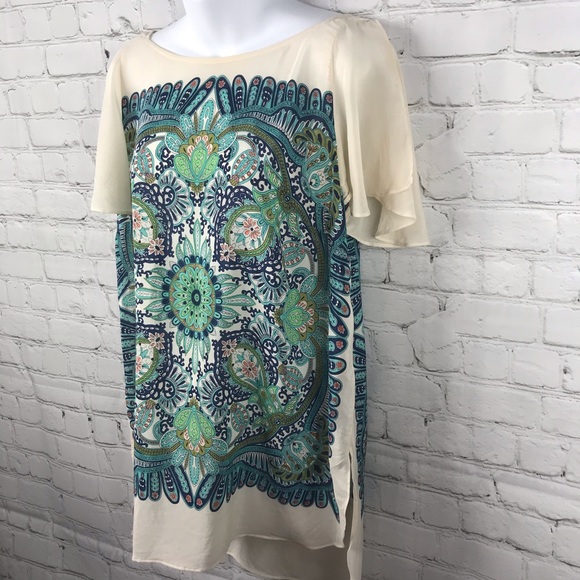 Anthro Maeve Ludovica Silk Flutter Sleeve Top - Picture 3 of 8